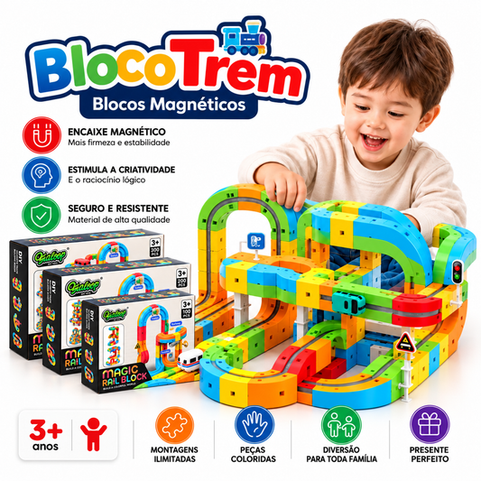 BlocoTrain - Blocos Magnéticos com Trenzinho Elétrico
