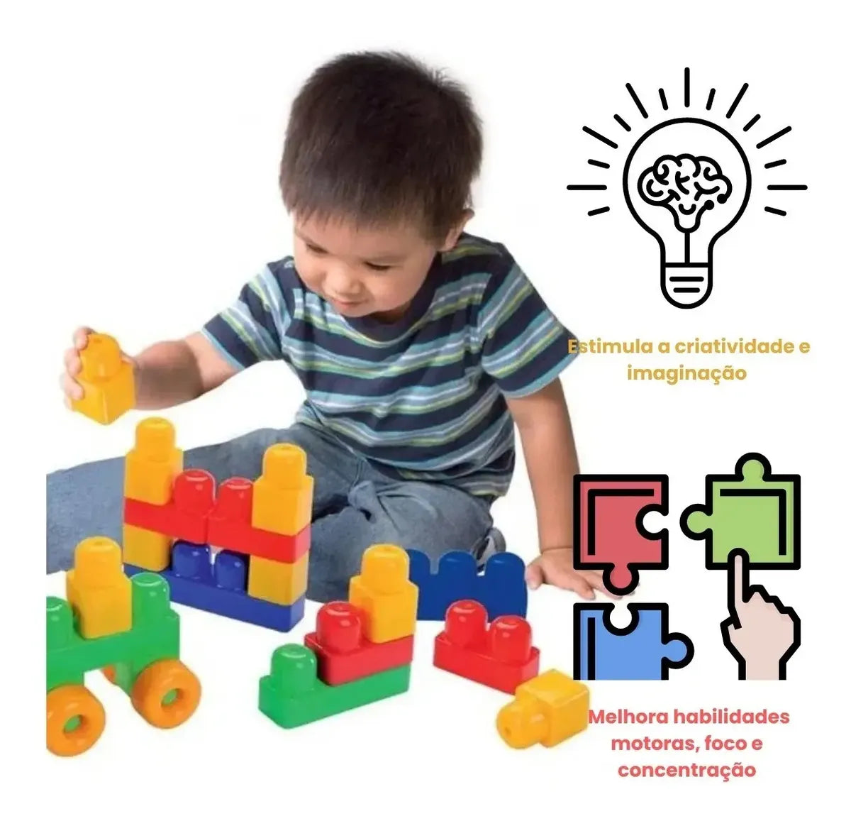 Box Block - Caixa Com 22 Blocos de Montar