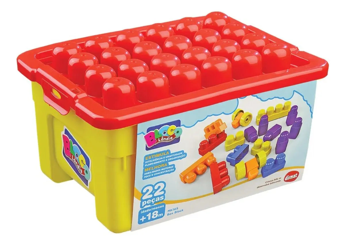 Box Block - Caixa Com 22 Blocos de Montar