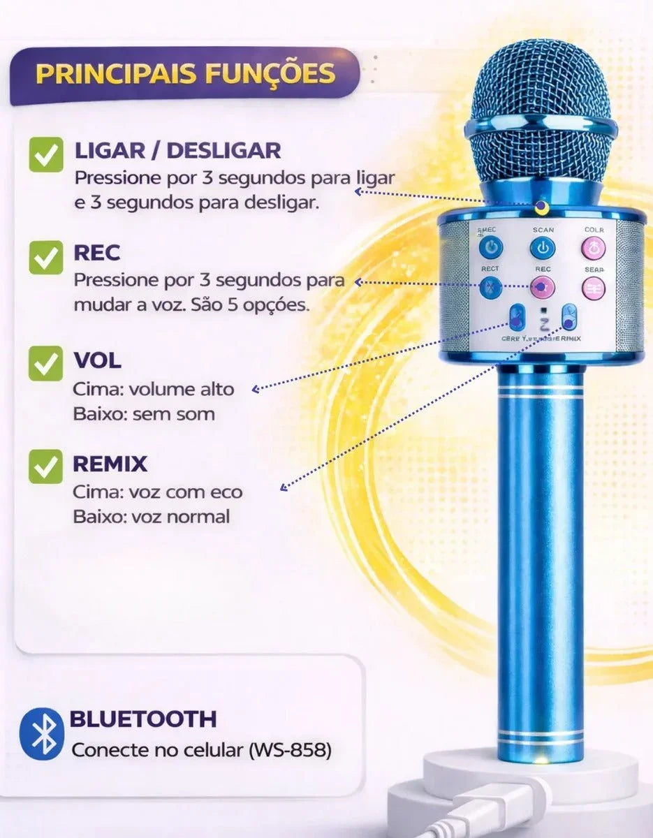 KARAOKE KIDS – MICROFONE BLUETOOTH INFANTIL - Creative Brinquedos