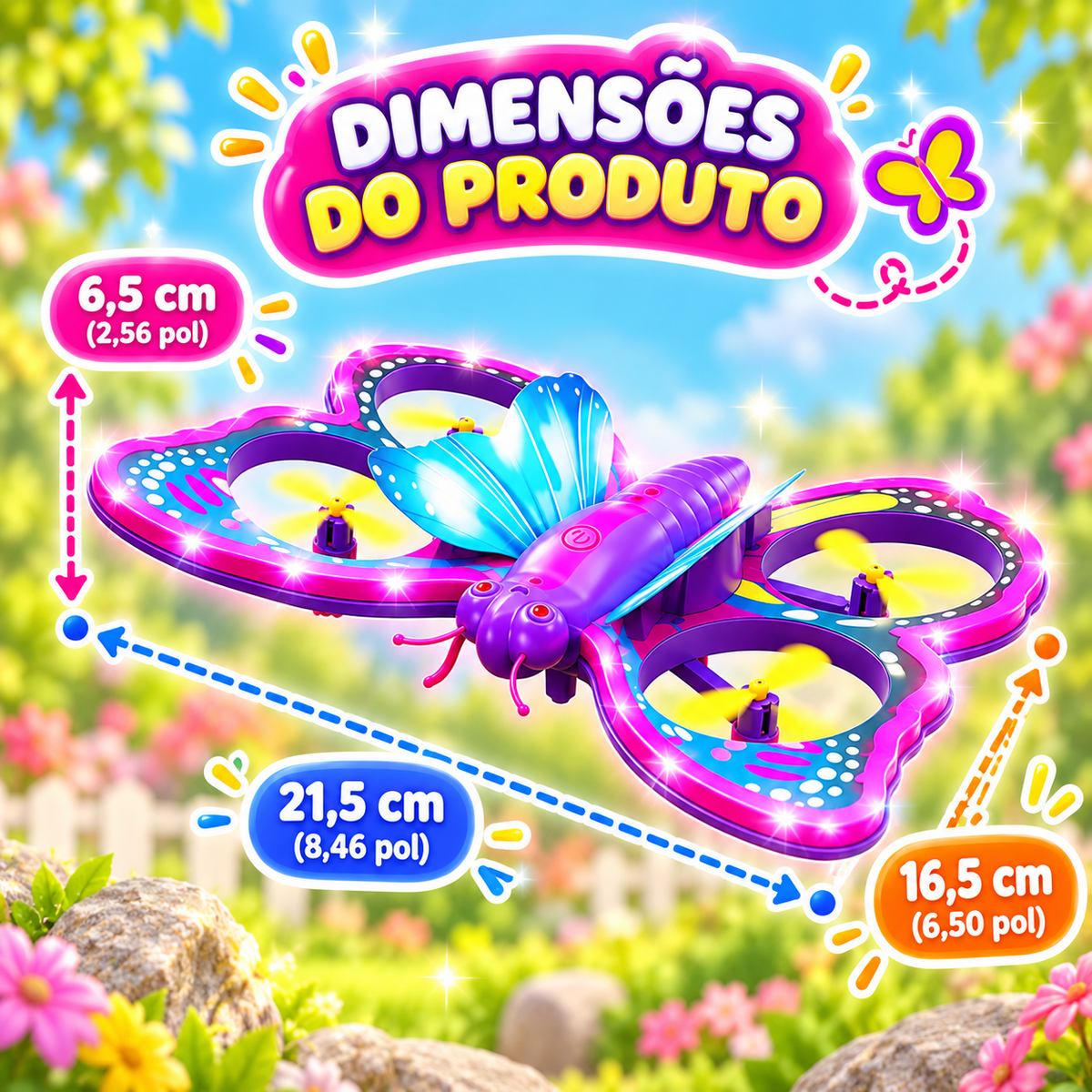 FlyBella — Drone Infantil Borboleta com Controle Remoto